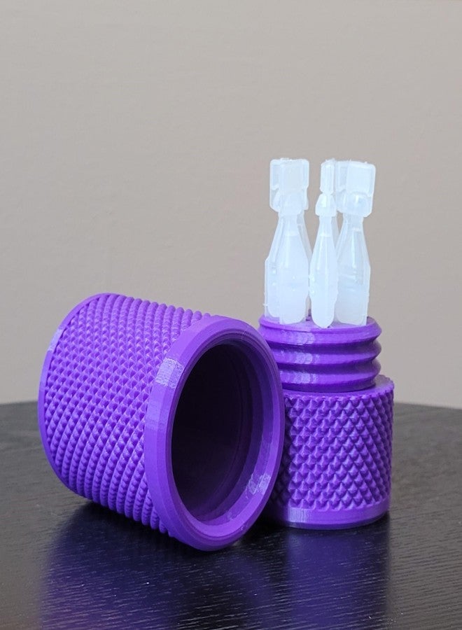 Znet3D Eye Drop Vials Holder & Storage Case - Securely Store Seven (7) Single-Use Vials - Screw-On Lid, Knurled Pattern - Keep Vials Safe & Organized to Keep Track of Your Daily Usage (Purple) - Image 5